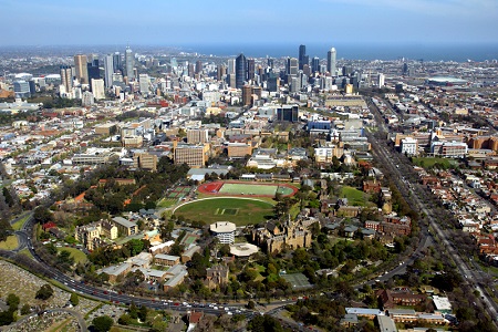 Aerial view of UniMelb